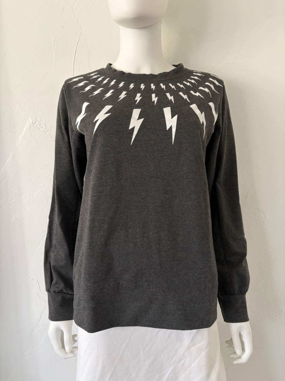 Charcoal Gray Lightning Bolt Sweater - Ew David!